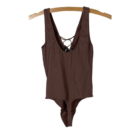 Aritzia Wilfred Brown Lace-Up Bodysuit Size S - Picture 2 of 8